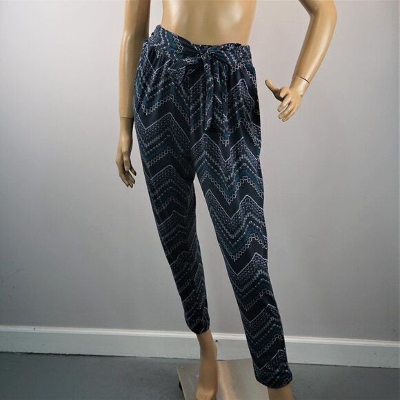 Shosho Leggings Multi Pattern Blue Womens Sz XL Elastic Waist Ties Lounge Pants - Picture 1 of 9